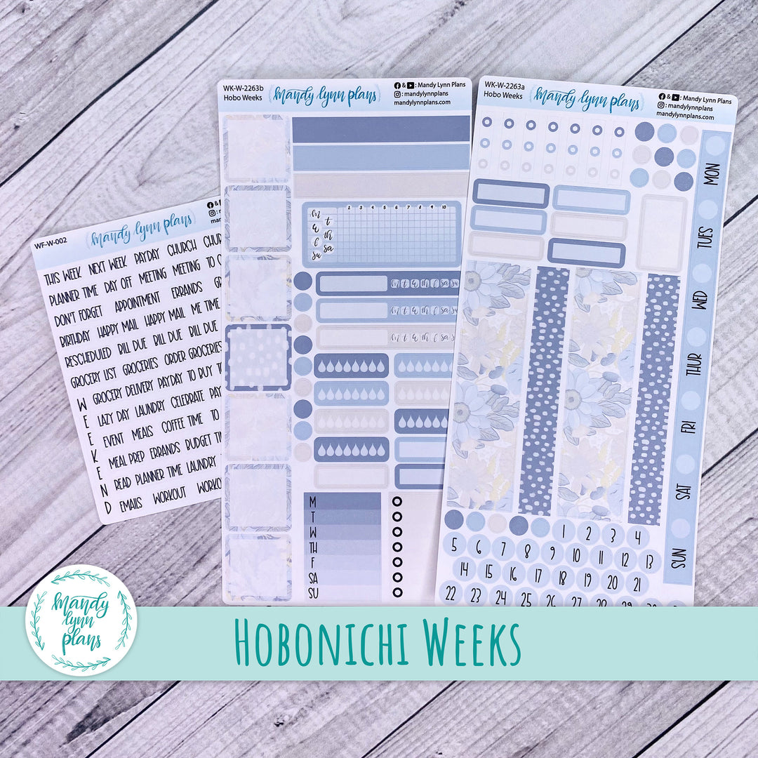 Hobonichi Weeks Weekly Kit || Dusty Blue Floral || WK-W-2263