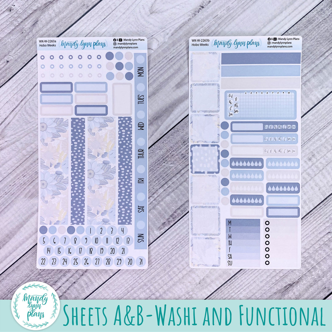 Hobonichi Weeks Weekly Kit || Dusty Blue Floral || WK-W-2263