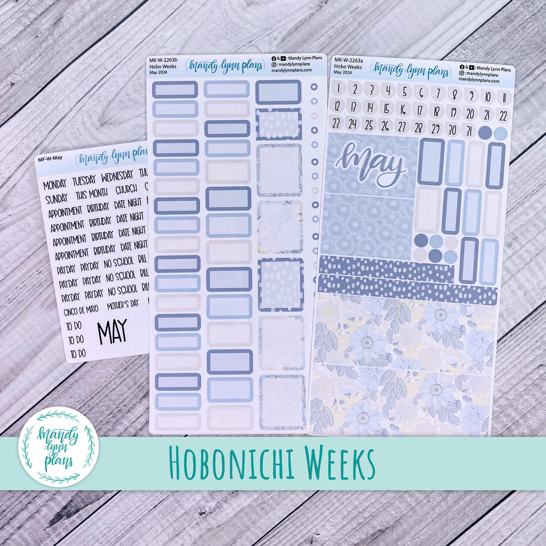 Hobonichi Weeks May 2024 Monthly Kit || Dusty Blue Floral || MK-W-2263