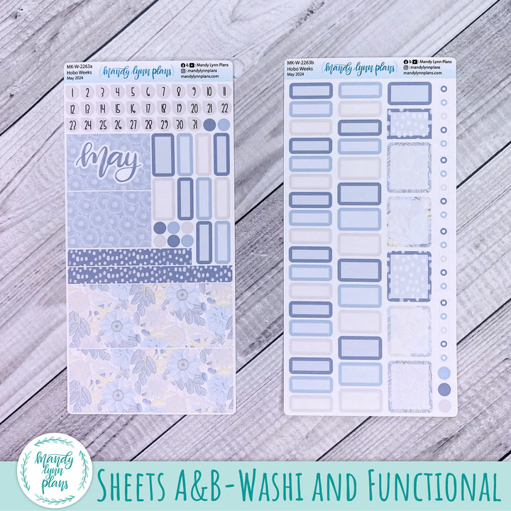 Hobonichi Weeks May 2024 Monthly Kit || Dusty Blue Floral || MK-W-2263