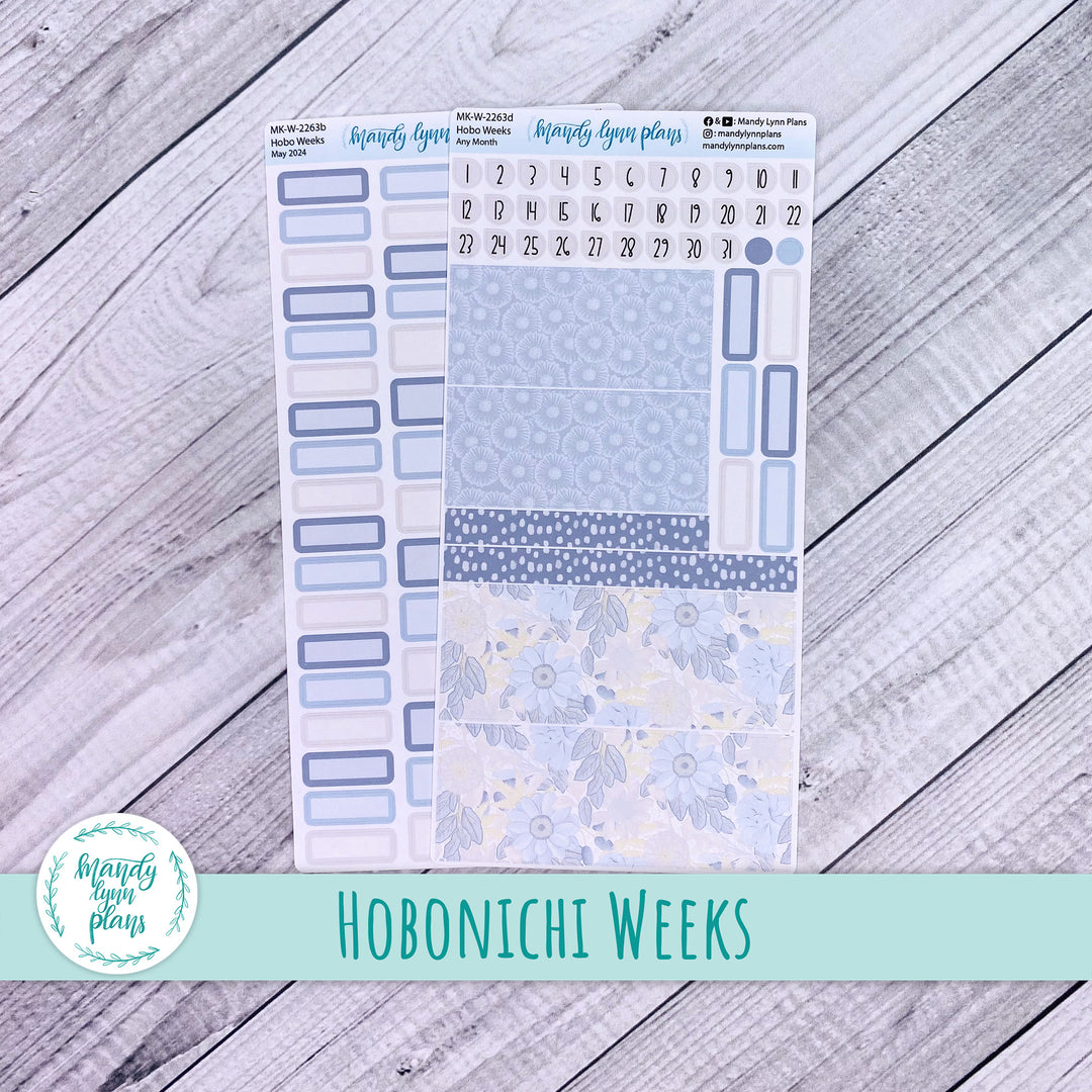 Any Month Hobonichi Weeks Monthly Kit || Dusty Blue Floral || MK-W-2263