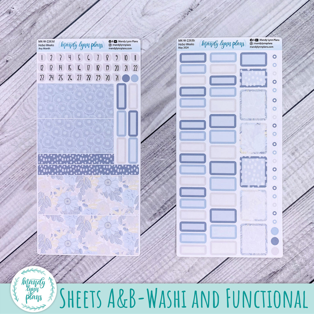 Any Month Hobonichi Weeks Monthly Kit || Dusty Blue Floral || MK-W-2263