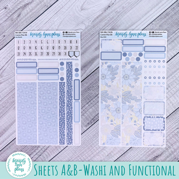 Any Month Common Planner Monthly Kit || Dusty Blue Floral || 263