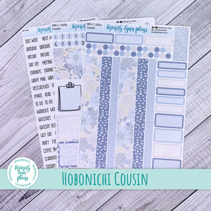 Hobonichi Cousin Weekly Kit || Dusty Blue Floral || WK-C-1263