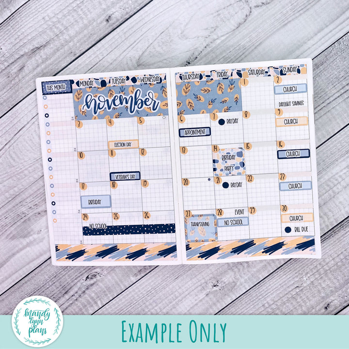 Hobonichi A6 November 2025 Monthly Kit || Navy Bold Bloom || MK-A6T-3338