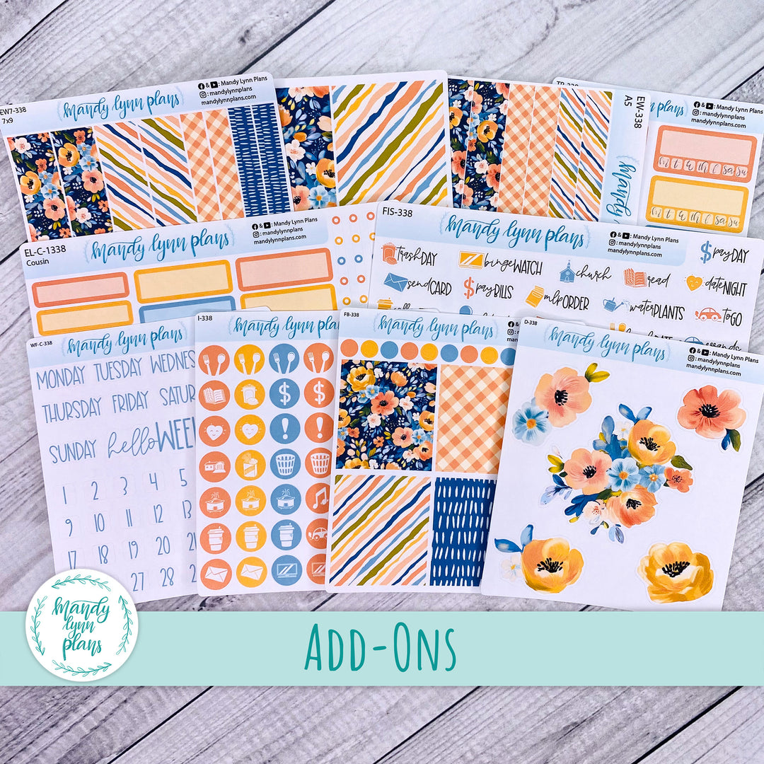 Navy Bold Bloom Add-Ons || 338