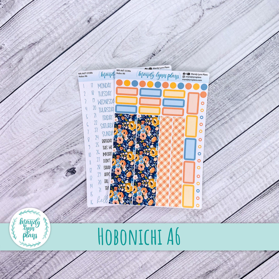 Hobonichi A6 Weekly Kit || Navy Bold Bloom || WK-A6T-3338