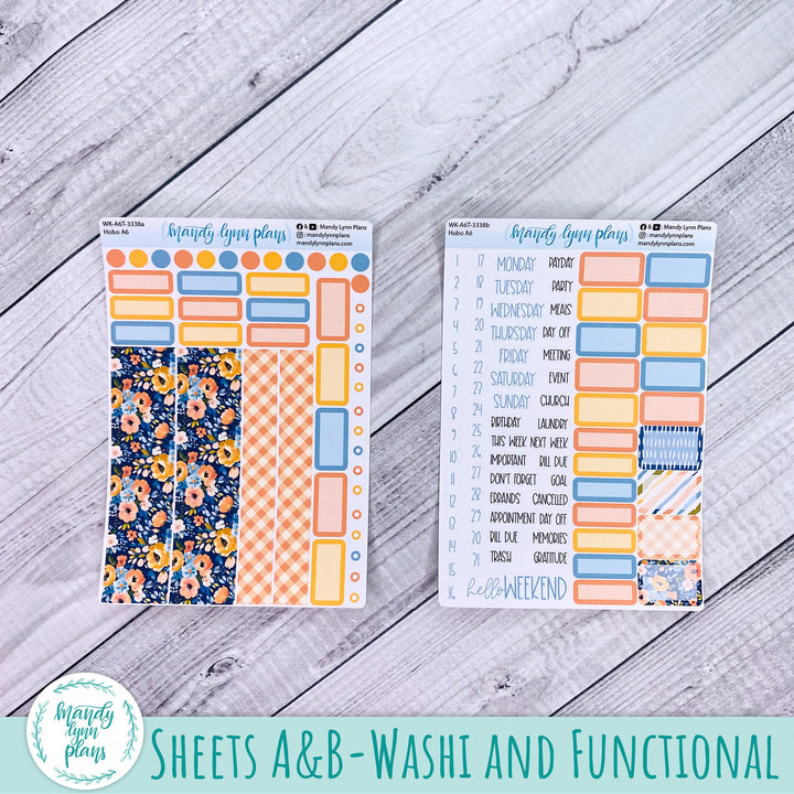 Hobonichi A6 Weekly Kit || Navy Bold Bloom || WK-A6T-3338