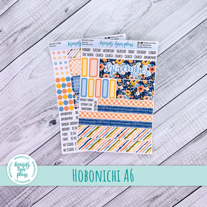 Hobonichi A6 November 2025 Monthly Kit || Navy Bold Bloom || MK-A6T-3338