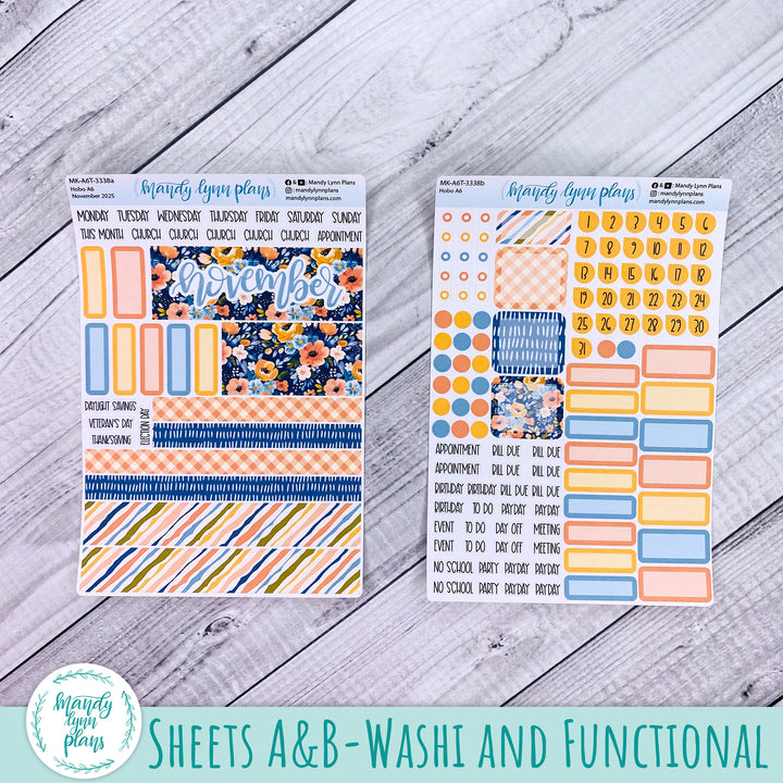 Hobonichi A6 November 2025 Monthly Kit || Navy Bold Bloom || MK-A6T-3338