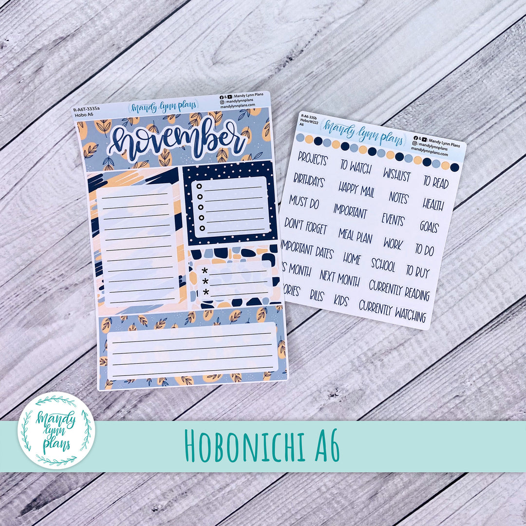 November A6 Hobonichi Dashboard || Abstract Botanicals || R-A6T-3335