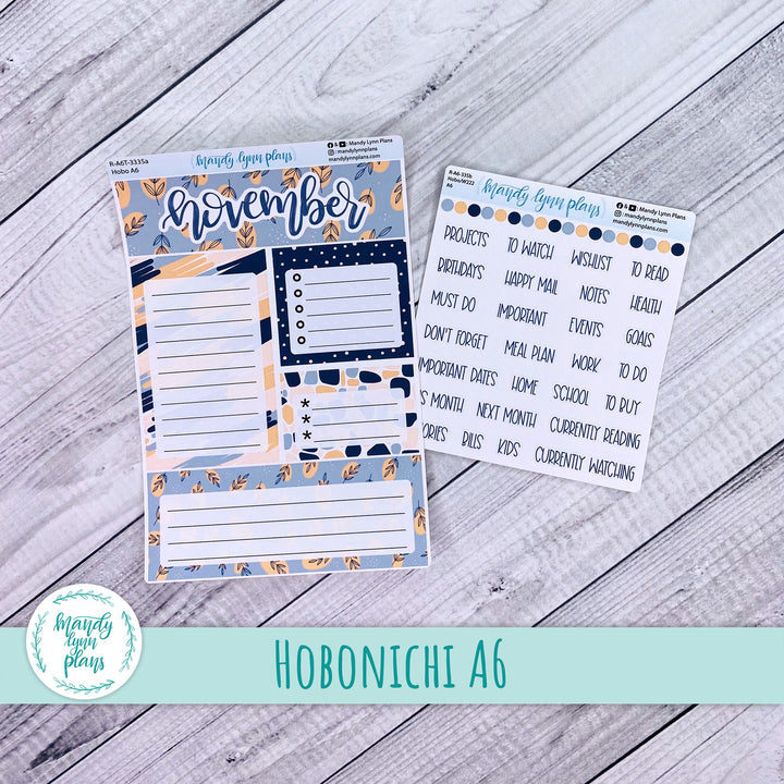 November A6 Hobonichi Dashboard || Abstract Botanicals || R-A6T-3335