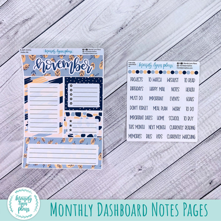 November A6 Hobonichi Dashboard || Abstract Botanicals || R-A6T-3335