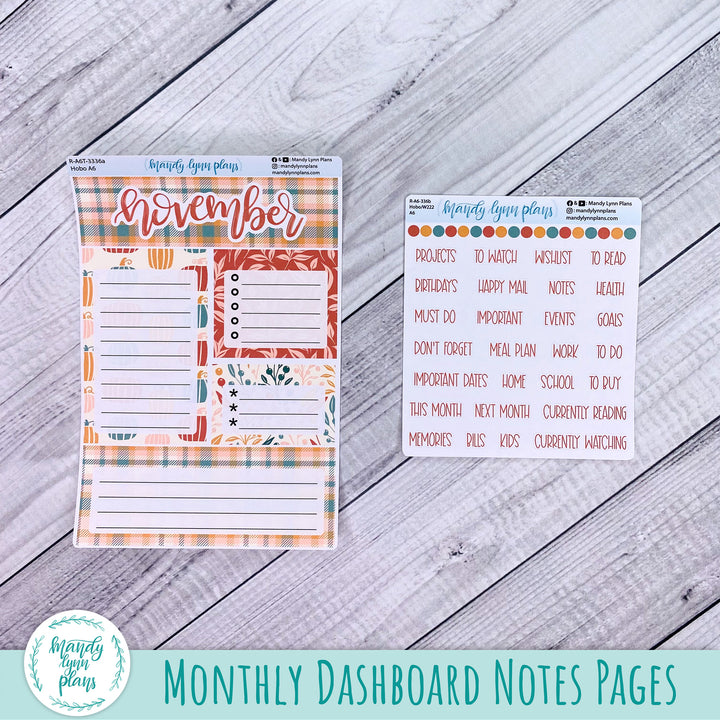 November A6 Hobonichi Dashboard || Boho Fall || R-A6T-3336