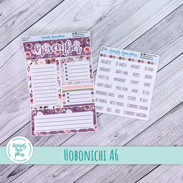 November A6 Hobonichi Dashboard || Autumn Floral || R-A6T-3337