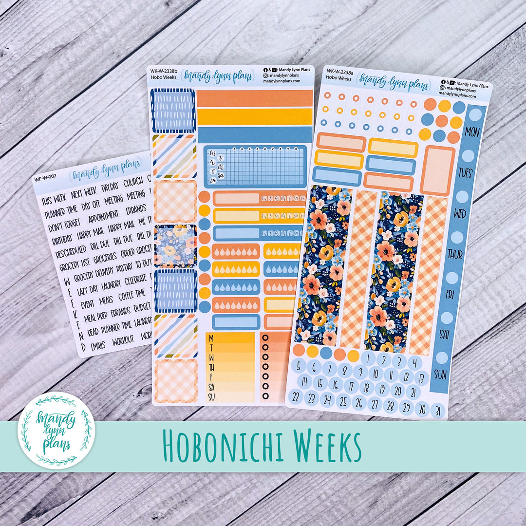 Hobonichi Weeks Weekly Kit || Navy Bold Bloom || WK-W-2338