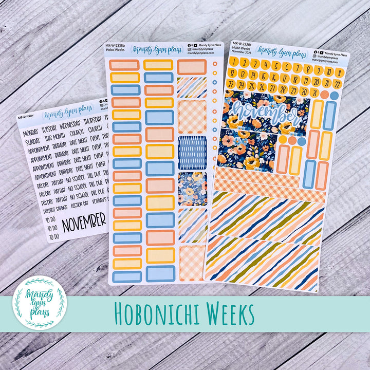 Hobonichi Weeks November 2025 Monthly Kit || Navy Bold Bloom || MK-W-2338
