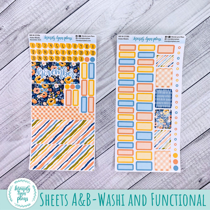 Hobonichi Weeks November 2025 Monthly Kit || Navy Bold Bloom || MK-W-2338