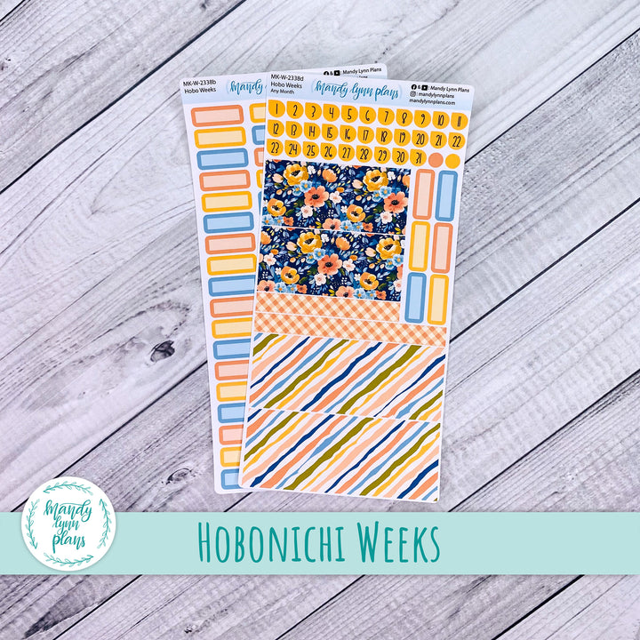 Any Month Hobonichi Weeks Monthly Kit || Navy Bold Bloom || MK-W-2338
