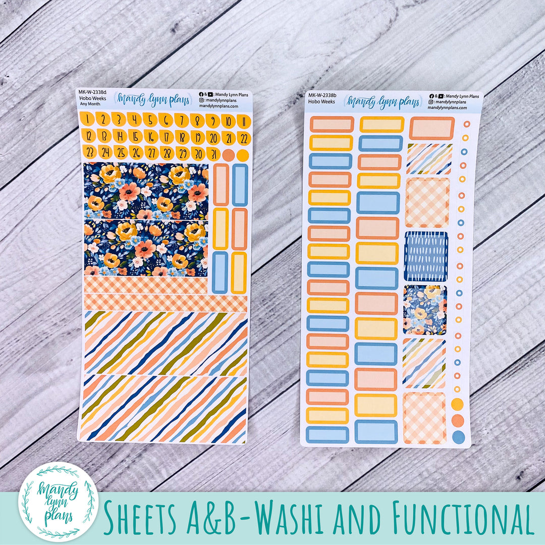 Any Month Hobonichi Weeks Monthly Kit || Navy Bold Bloom || MK-W-2338