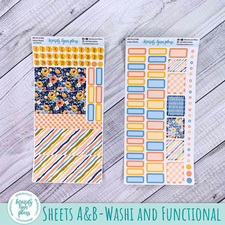 Any Month Hobonichi Weeks Monthly Kit || Navy Bold Bloom || MK-W-2338