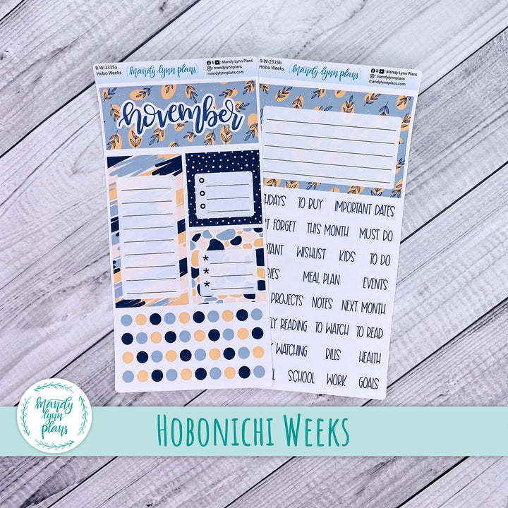 November Hobonichi Weeks Dashboard || Abstract Botanicals || R-W-2335