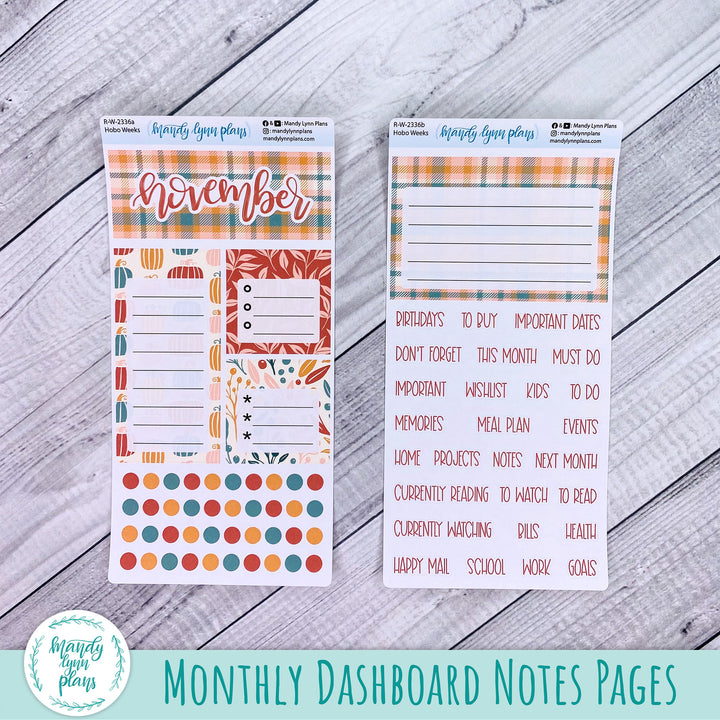 November Hobonichi Weeks Dashboard || Boho Fall || R-W-2336