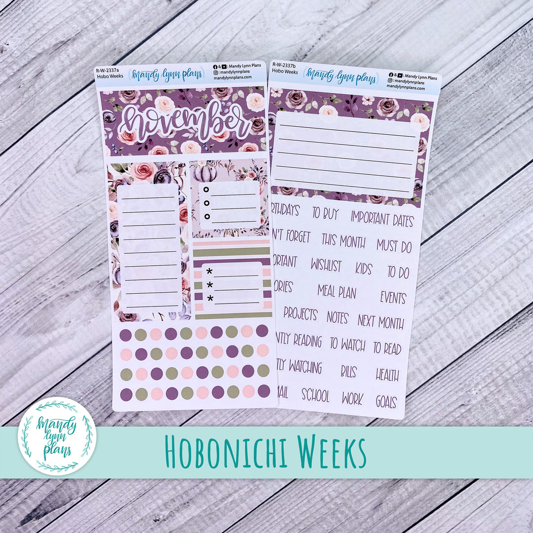November Hobonichi Weeks Dashboard || Autumn Floral || R-W-2337