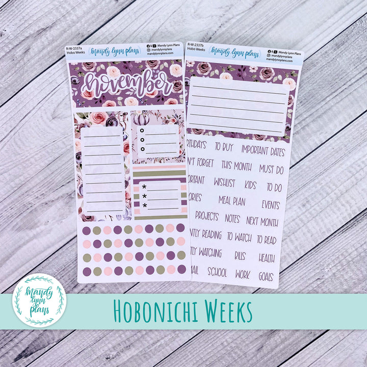 November Hobonichi Weeks Dashboard || Autumn Floral || R-W-2337