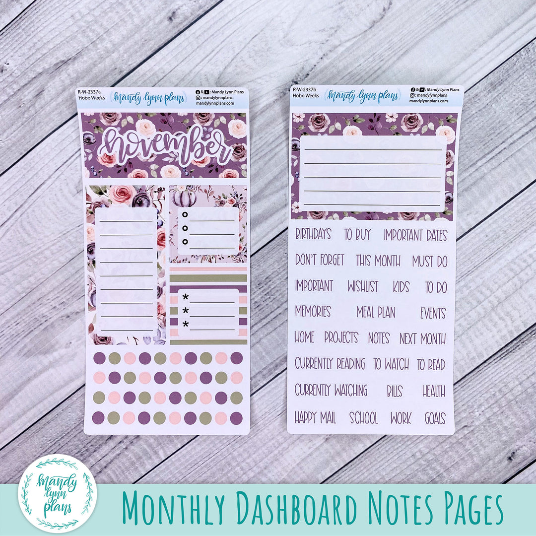 November Hobonichi Weeks Dashboard || Autumn Floral || R-W-2337