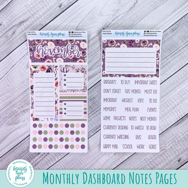 November Hobonichi Weeks Dashboard || Autumn Floral || R-W-2337