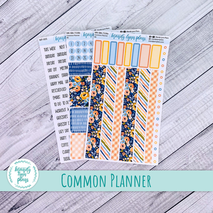 A5, B6, N1 & N2 Common Planner Weekly Kit || Navy Bold Bloom || 338