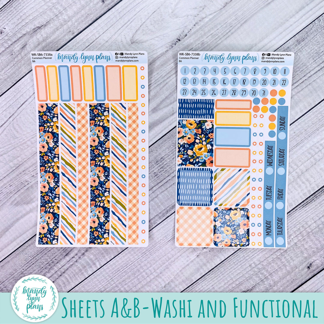 A5, B6, N1 & N2 Common Planner Weekly Kit || Navy Bold Bloom || 338