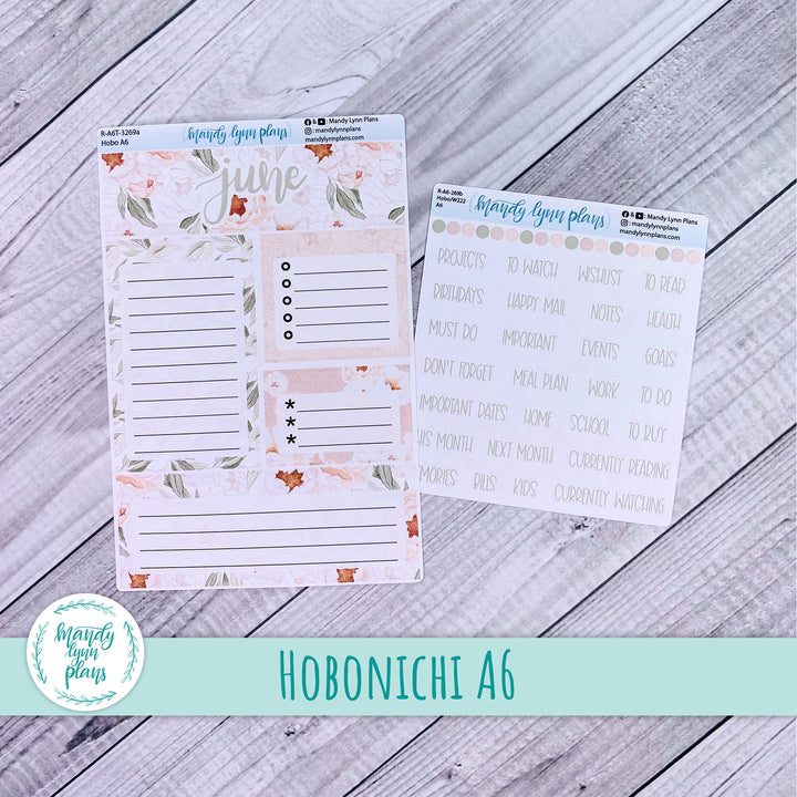 June A6 Hobonichi Dashboard || Peonies || R-A6T-3269