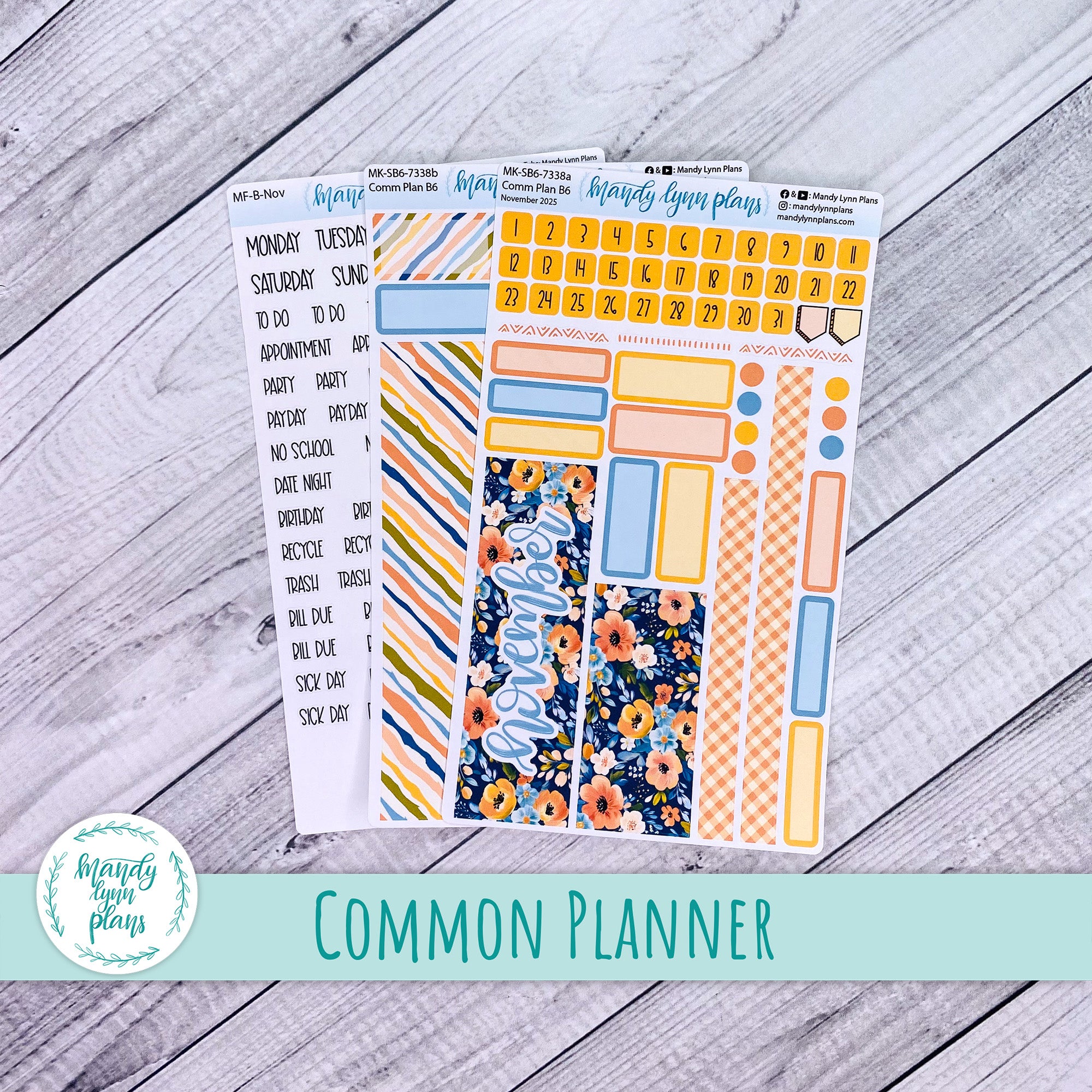 November 2025 Common Planner Monthly Kit || Navy Bold Bloom || 338 ...