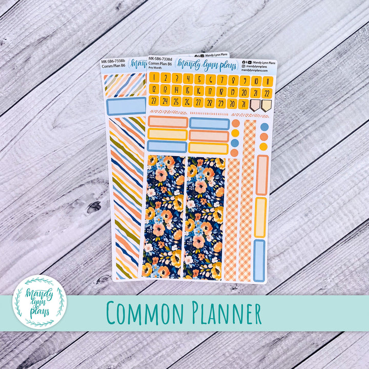Any Month Common Planner Monthly Kit || Navy Bold Bloom || 338