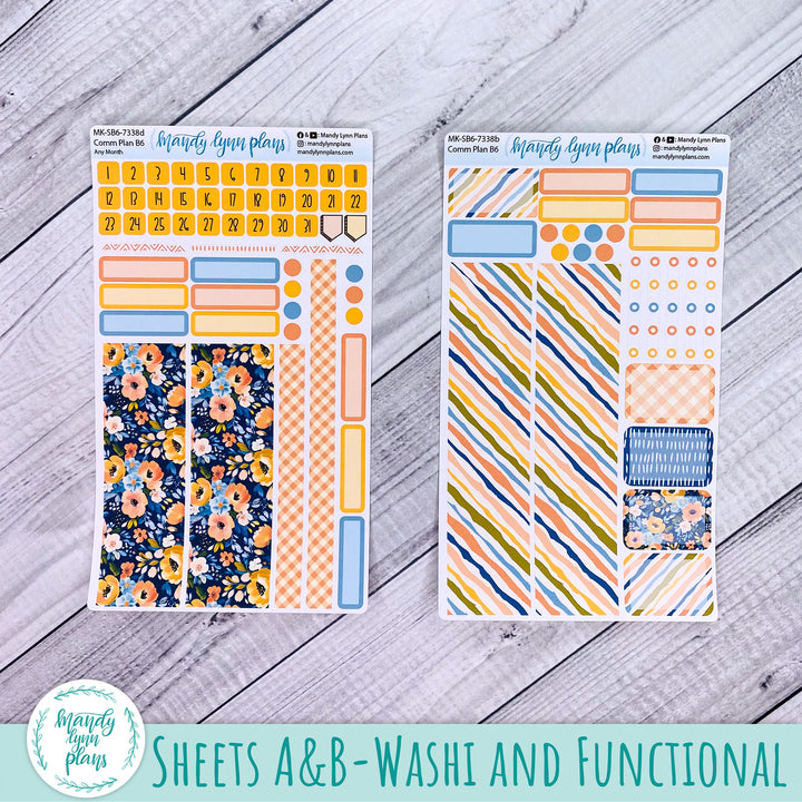 Any Month Common Planner Monthly Kit || Navy Bold Bloom || 338