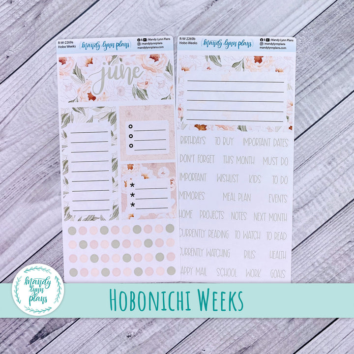 June Hobonichi Weeks Dashboard || Peonies || R-W-2269