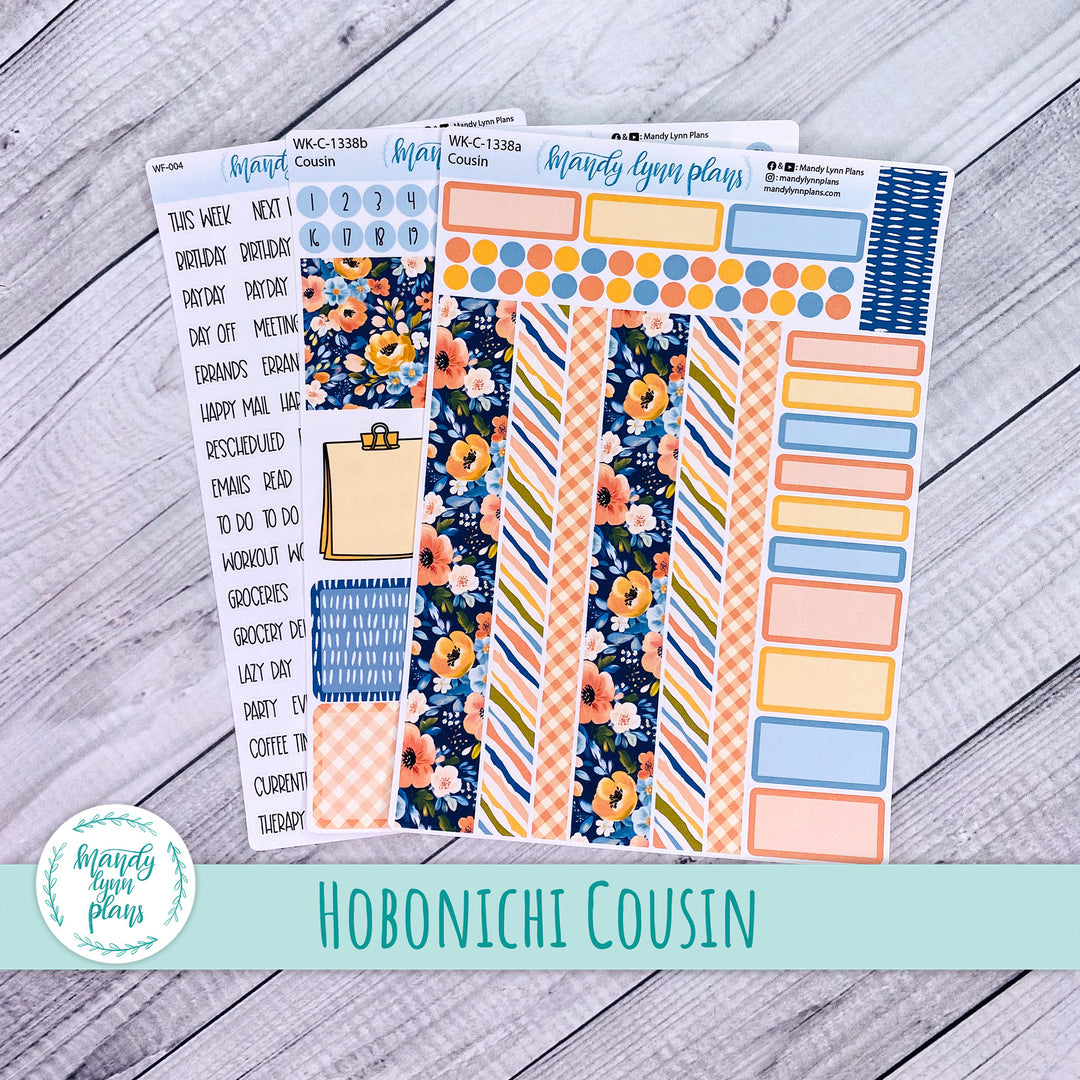 Hobonichi Cousin Weekly Kit || Navy Bold Bloom || WK-C-1338
