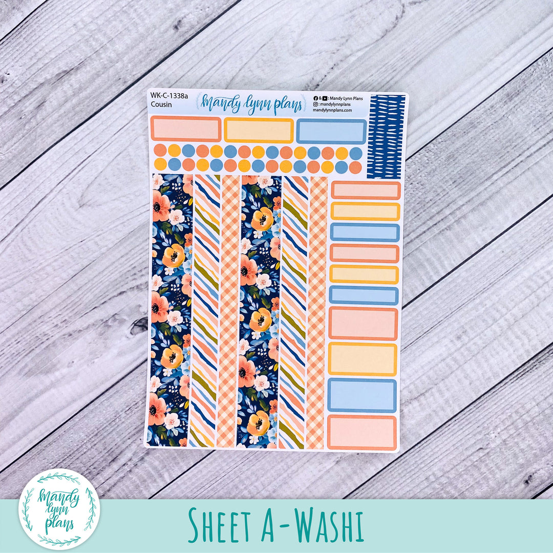 Hobonichi Cousin Weekly Kit || Navy Bold Bloom || WK-C-1338