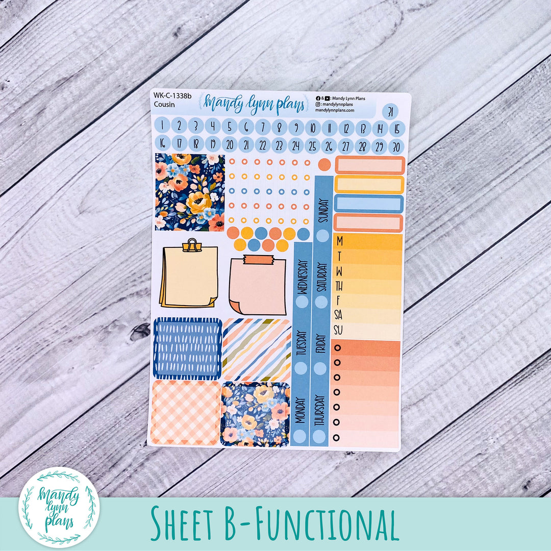 Hobonichi Cousin Weekly Kit || Navy Bold Bloom || WK-C-1338