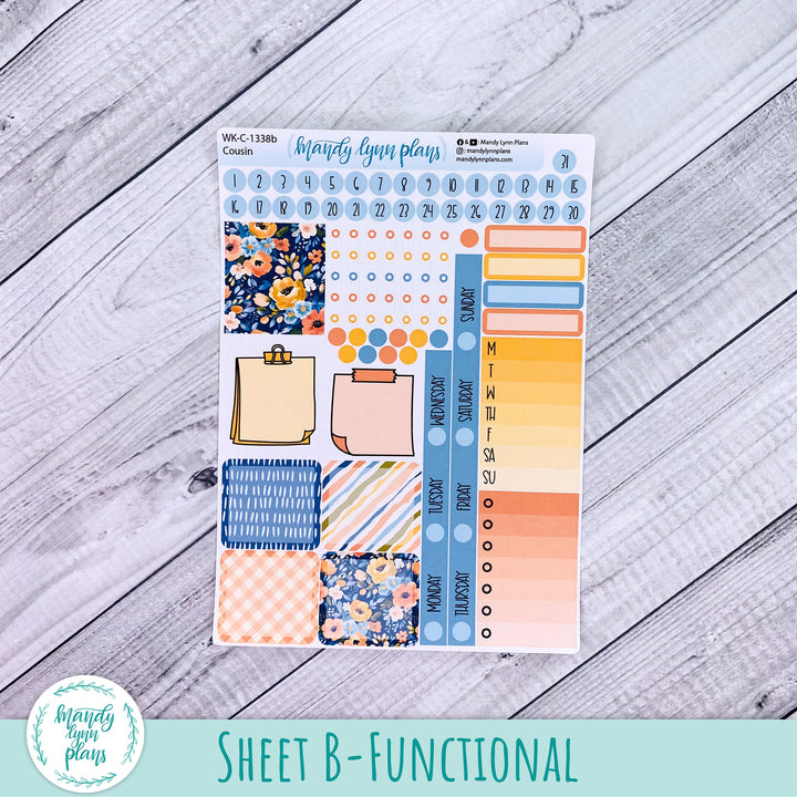 Hobonichi Cousin Weekly Kit || Navy Bold Bloom || WK-C-1338