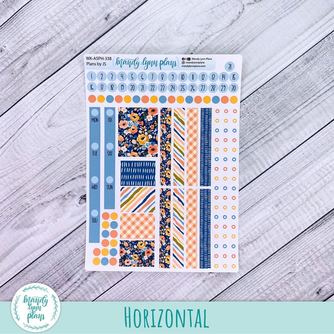 A5 Plans by Just Scribble Weekly Kit || Navy Bold Bloom || 338