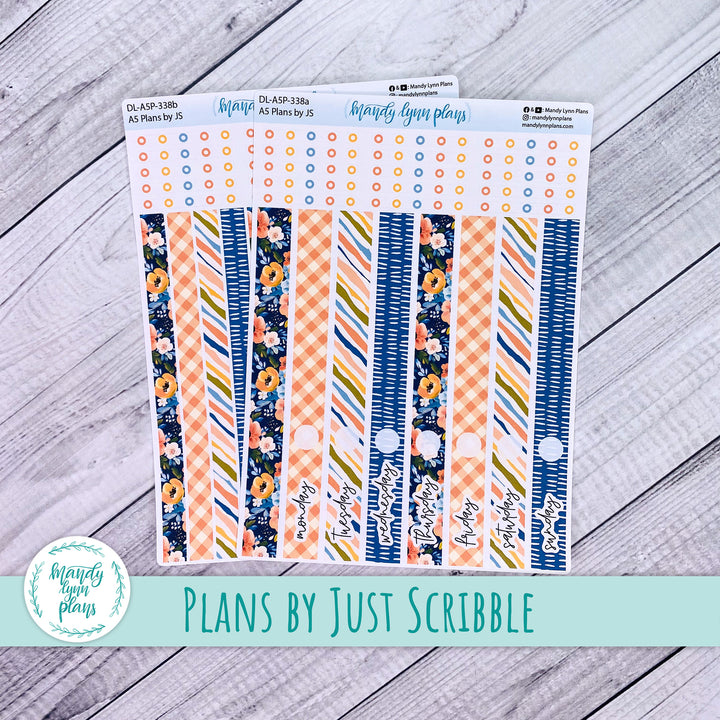 A5 Plans by Just Scribble Daily Kit || Navy Bold Bloom || DL-A5P-338
