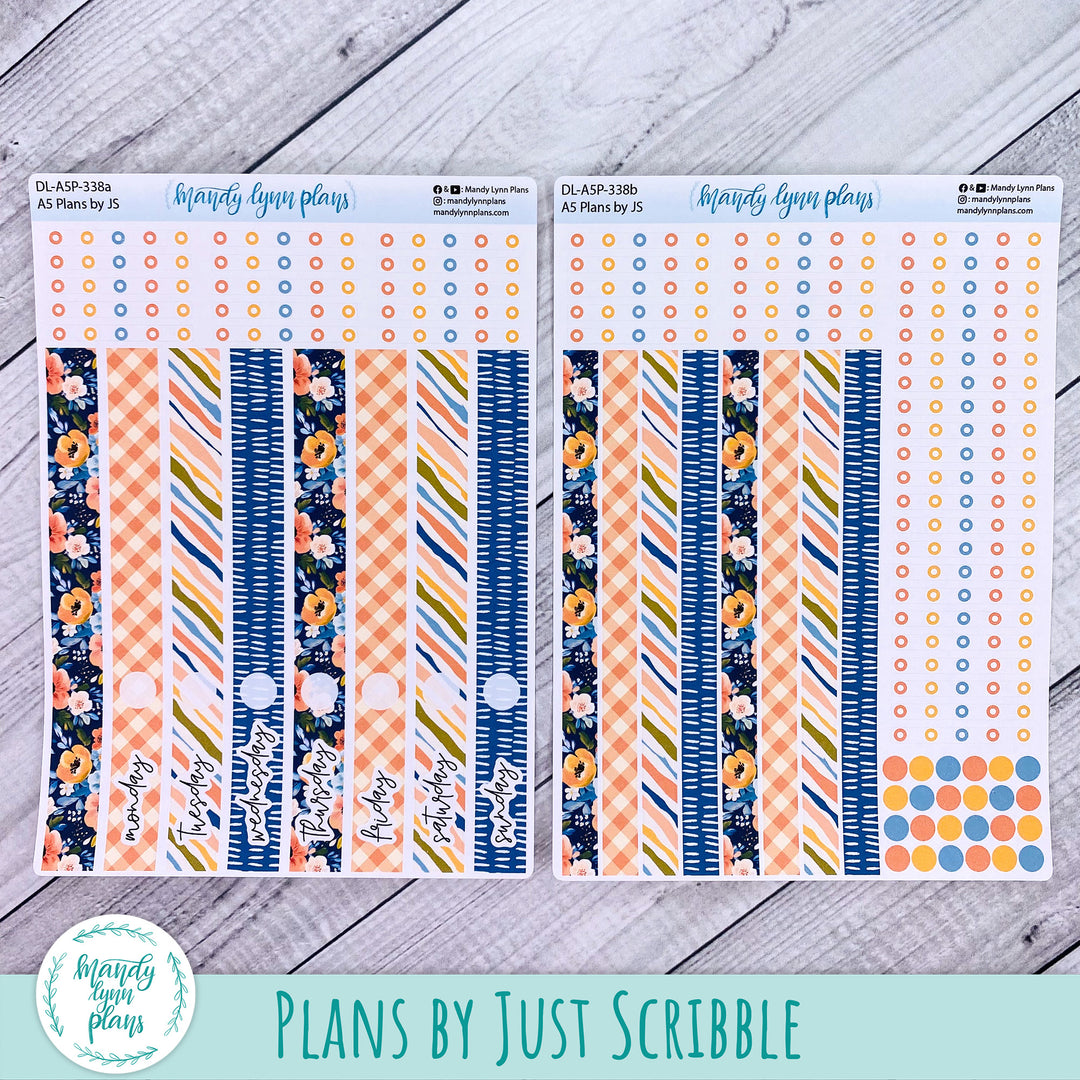 A5 Plans by Just Scribble Daily Kit || Navy Bold Bloom || DL-A5P-338