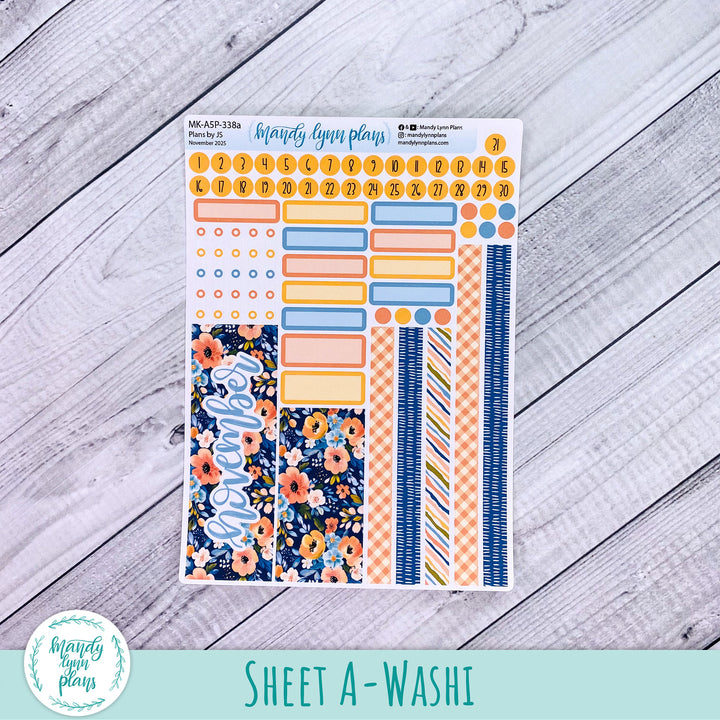 November 2025 Plans by Just Scribble Monthly || Navy Bold Bloom || MK-A5P-338