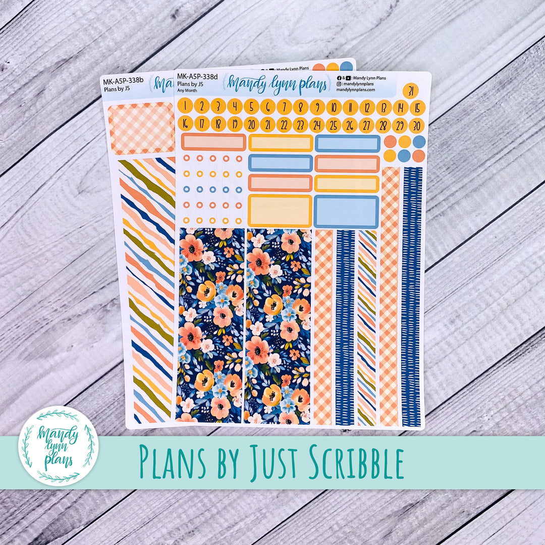 Any Month Plans by Just Scribble Monthly Kit || Navy Bold Bloom || MK-A5P-338
