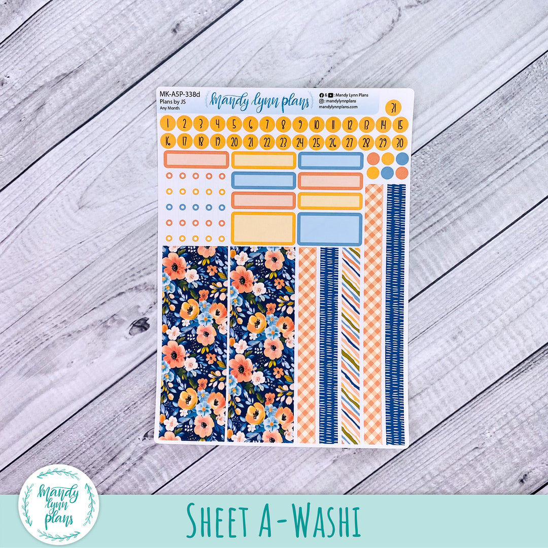 Any Month Plans by Just Scribble Monthly Kit || Navy Bold Bloom || MK-A5P-338
