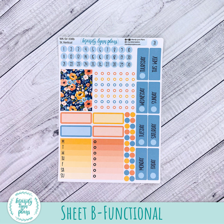 Standard Vertical Weekly Kit || Navy Bold Bloom || WK-SV-338