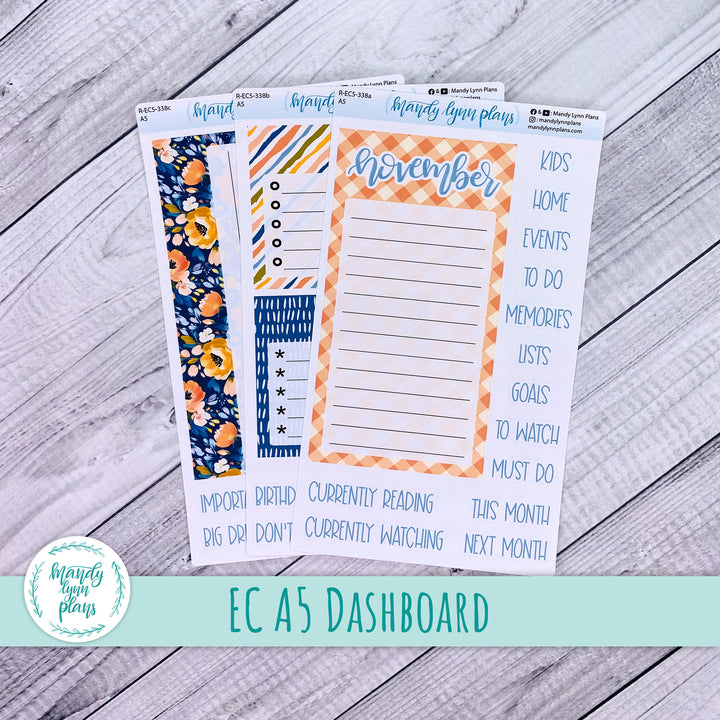 November EC A5 Dashboard Kit || Navy Bold Bloom || R-EC5-338